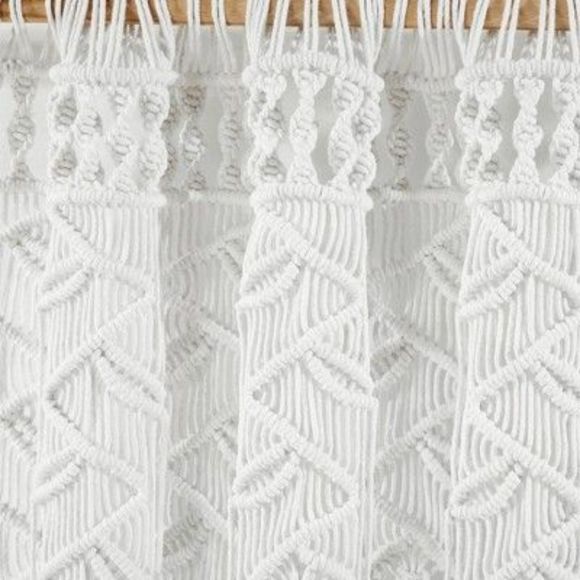 84"x40" Boho Macrame Leaf Cotton Window Curtain Panel White - Lush Décor - Picture 2 of 5